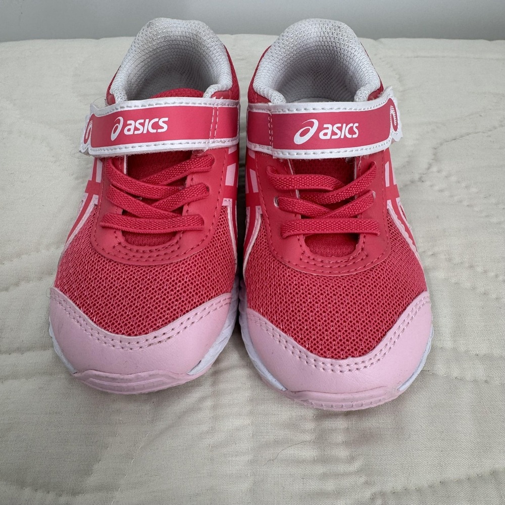 Asics Kids Contend 7 TS K6 Pink White Seahorse Strap Sneakers Sporty Athleisure